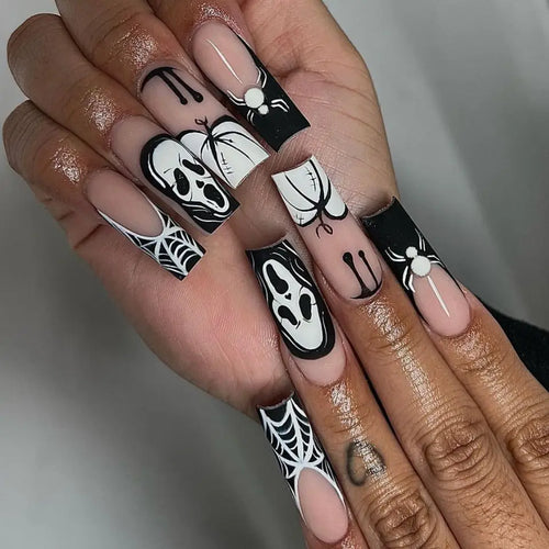  Glittery Skull & Heart Halloween Nail Art cashymart