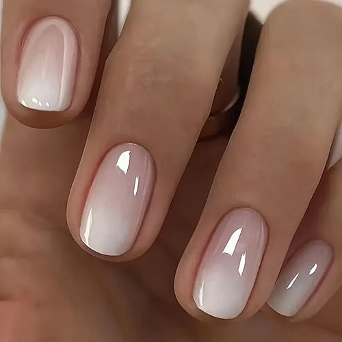  Glossy Press On Nails Set Short Oval Gradient cashymart