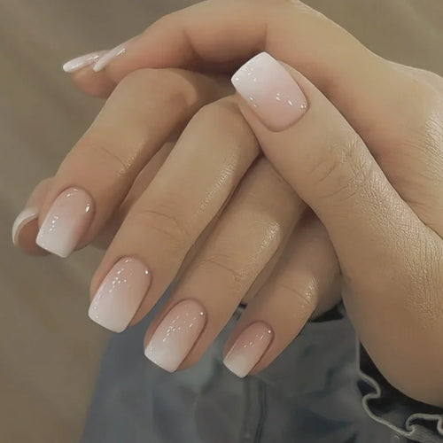  Glossy Press On Nails Set Short Oval Gradient cashymart