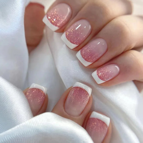  Glossy Press On Nails Set Short Oval Gradient cashymart