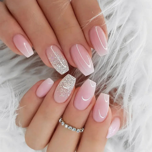  Glossy Press On Nails Set Short Oval Gradient cashymart