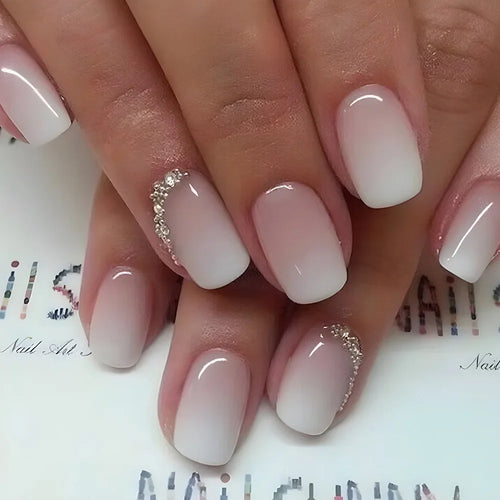 Glossy Press On Nails Set Short Oval Gradient cashymart