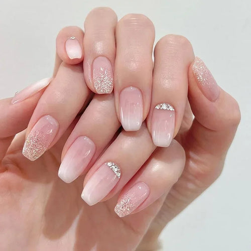  Glossy Press On Nails Set Short Oval Gradient cashymart