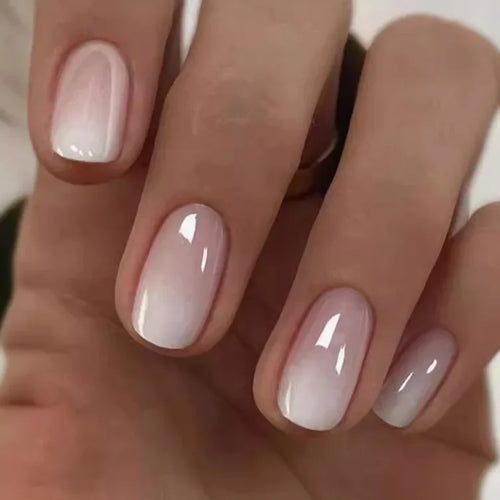  Glossy Press On Nails Set Short Oval Gradient cashymart