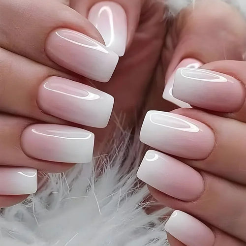  Glossy Press On Nails Set Short Oval Gradient cashymart