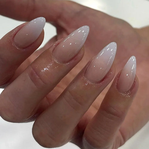  Glossy Press On Nails Set Short Oval Gradient cashymart