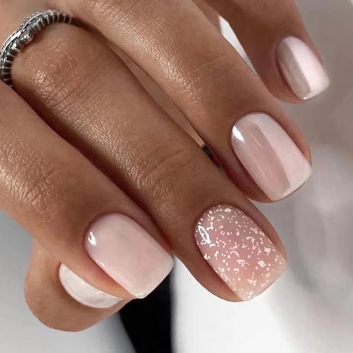  Glossy Press On Nails Set Short Oval Gradient cashymart