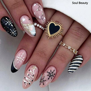  Gold Powder Christmas Fake Nails cashymart