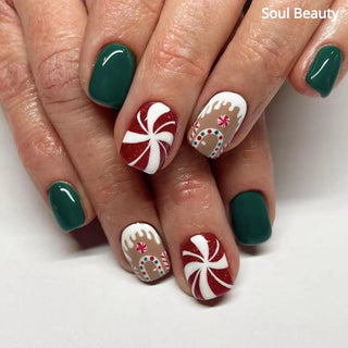  Gold Powder Christmas Fake Nails cashymart