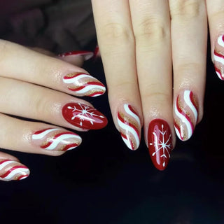  Gold Powder Christmas Fake Nails cashymart