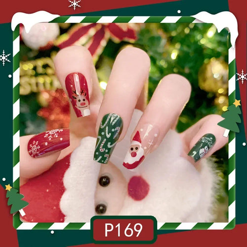  Gold Powder Christmas Fake Nails cashymart