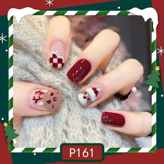  Gold Powder Christmas Fake Nails cashymart