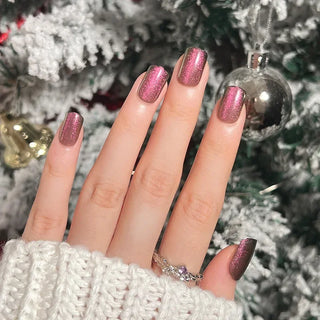  Gold Powder Christmas Fake Nails cashymart