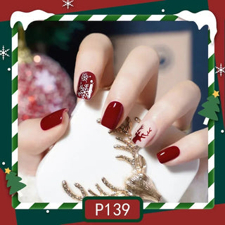  Gold Powder Christmas Fake Nails cashymart