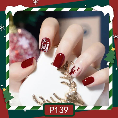  Gold Powder Christmas Fake Nails cashymart