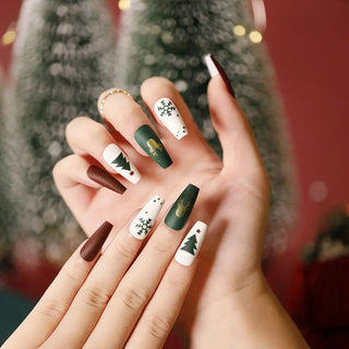 Gold Powder Christmas Fake Nails cashymart
