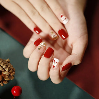  Gold Powder Christmas Fake Nails cashymart