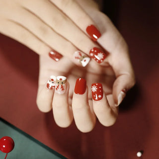  Gold Powder Christmas Fake Nails cashymart
