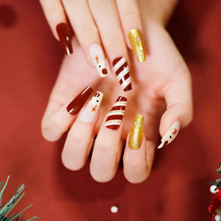  Gold Powder Christmas Fake Nails cashymart