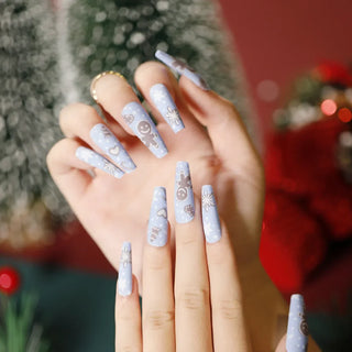  Gold Powder Christmas Fake Nails cashymart