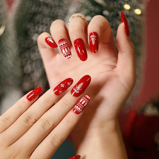  Gold Powder Christmas Fake Nails cashymart