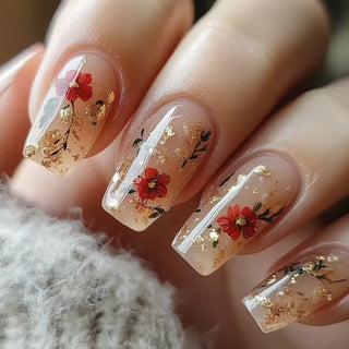  Golden Stripe Press On Nails Set 24pcs cashymart
