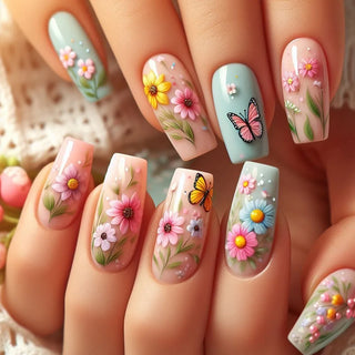  Golden Stripe Press On Nails Set 24pcs cashymart