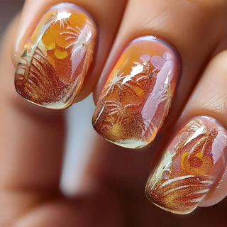  Golden Stripe Press On Nails Set 24pcs cashymart