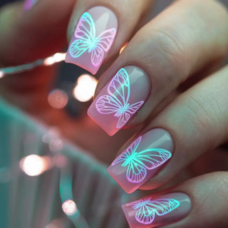  Golden Stripe Press On Nails Set 24pcs cashymart