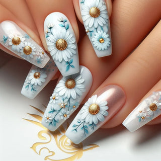  Golden Stripe Press On Nails Set 24pcs cashymart