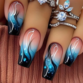  Golden Stripe Press On Nails Set 24pcs cashymart