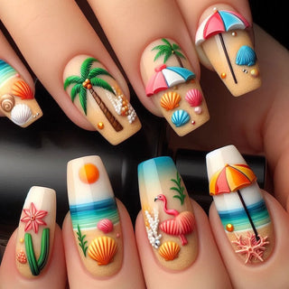  Golden Stripe Press On Nails Set 24pcs cashymart