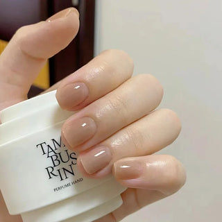  Gradient White Fake Nail Short Square Ballet Simple False Nails cashymart