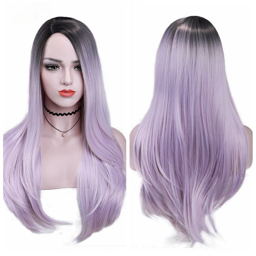  Grass Green Long Straight Synthetic Fiber Wig cashymart