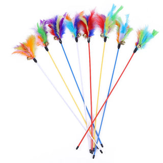  5PCS Interactive Cat Teaser Wands with Bells & Feathers - Random Colors! cashymart