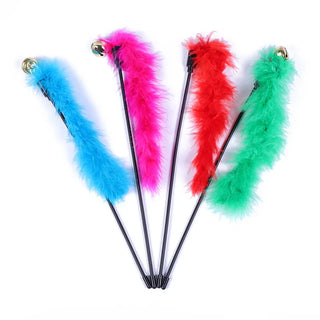  5PCS Interactive Cat Teaser Wands with Bells & Feathers - Random Colors! cashymart