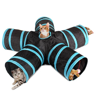  Interactive Foldable Cat Tunnel with 5/4/3 Holes for Fun Playtime cashymart