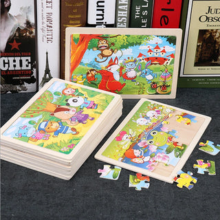  Wooden Cartoon Animal Puzzle Toy cashymart