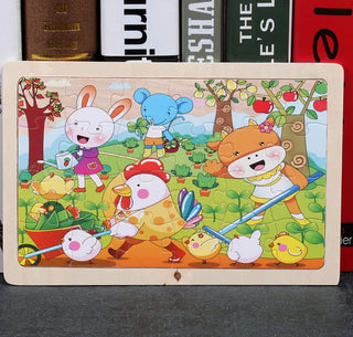  Wooden Cartoon Animal Puzzle Toy cashymart