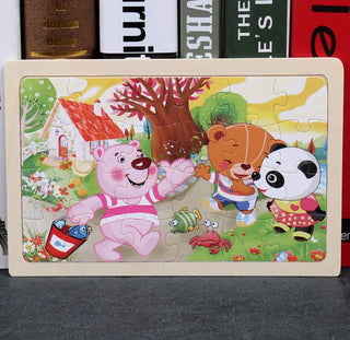  Wooden Cartoon Animal Puzzle Toy cashymart