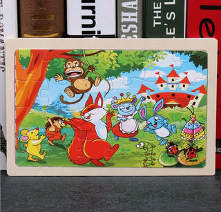  Wooden Cartoon Animal Puzzle Toy cashymart