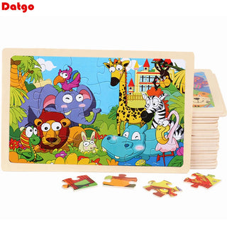  Wooden Cartoon Animal Puzzle Toy cashymart