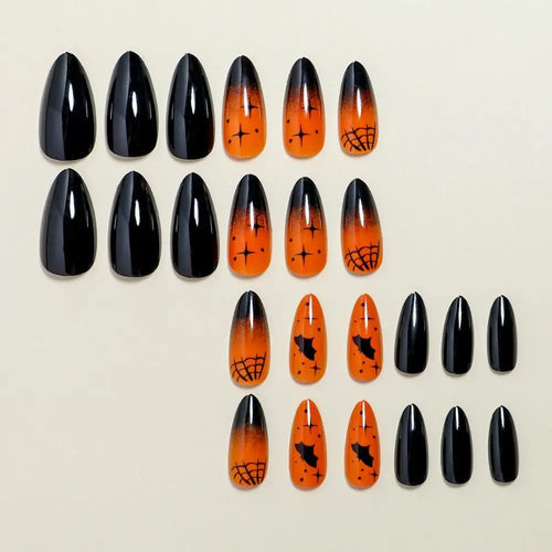  Halloween Bat & Spider Web Press-On Nails cashymart