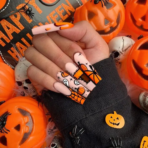  Halloween Bat & Spider Web Press-On Nails cashymart