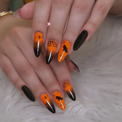  Halloween Bat & Spider Web Press-On Nails cashymart