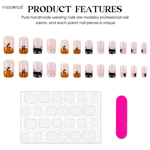  Halloween Ghost & Cat Press-On Nails cashymart