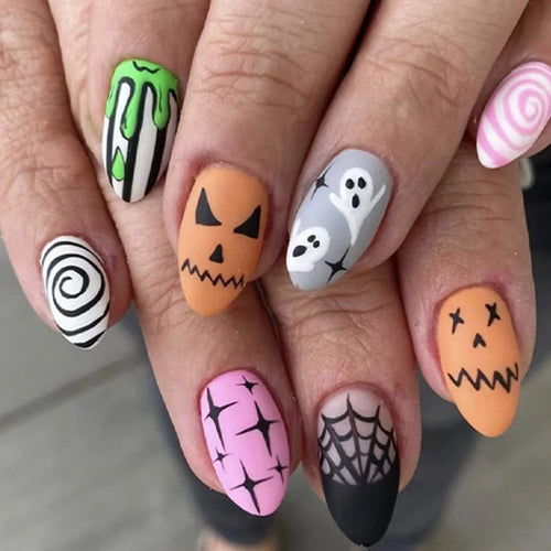  Halloween Ghost & Cat Press-On Nails cashymart