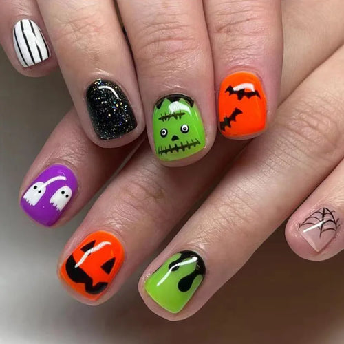  Halloween Pumpkin Press-On Nails cashymart