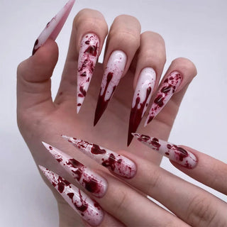  Halloween Spider Web Almond Stiletto Press-On Nails cashymart