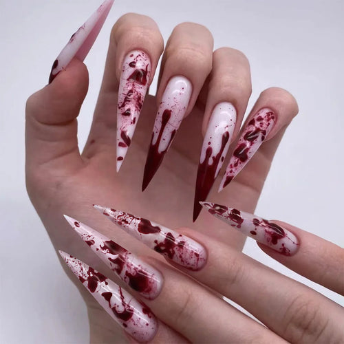  Halloween Spider Web Almond Stiletto Press-On Nails cashymart